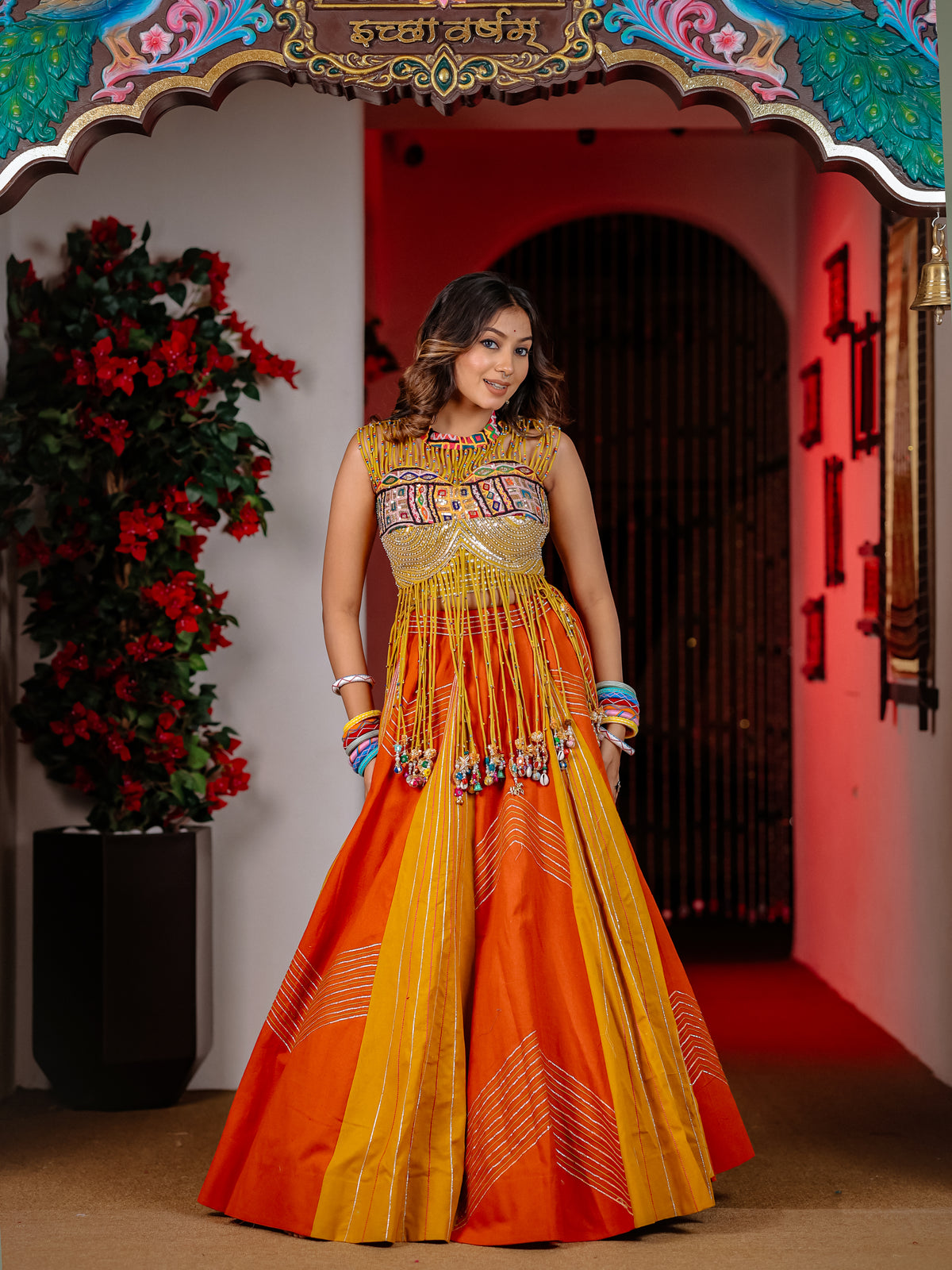 Yellow Orange Latkan Chaniyacholi