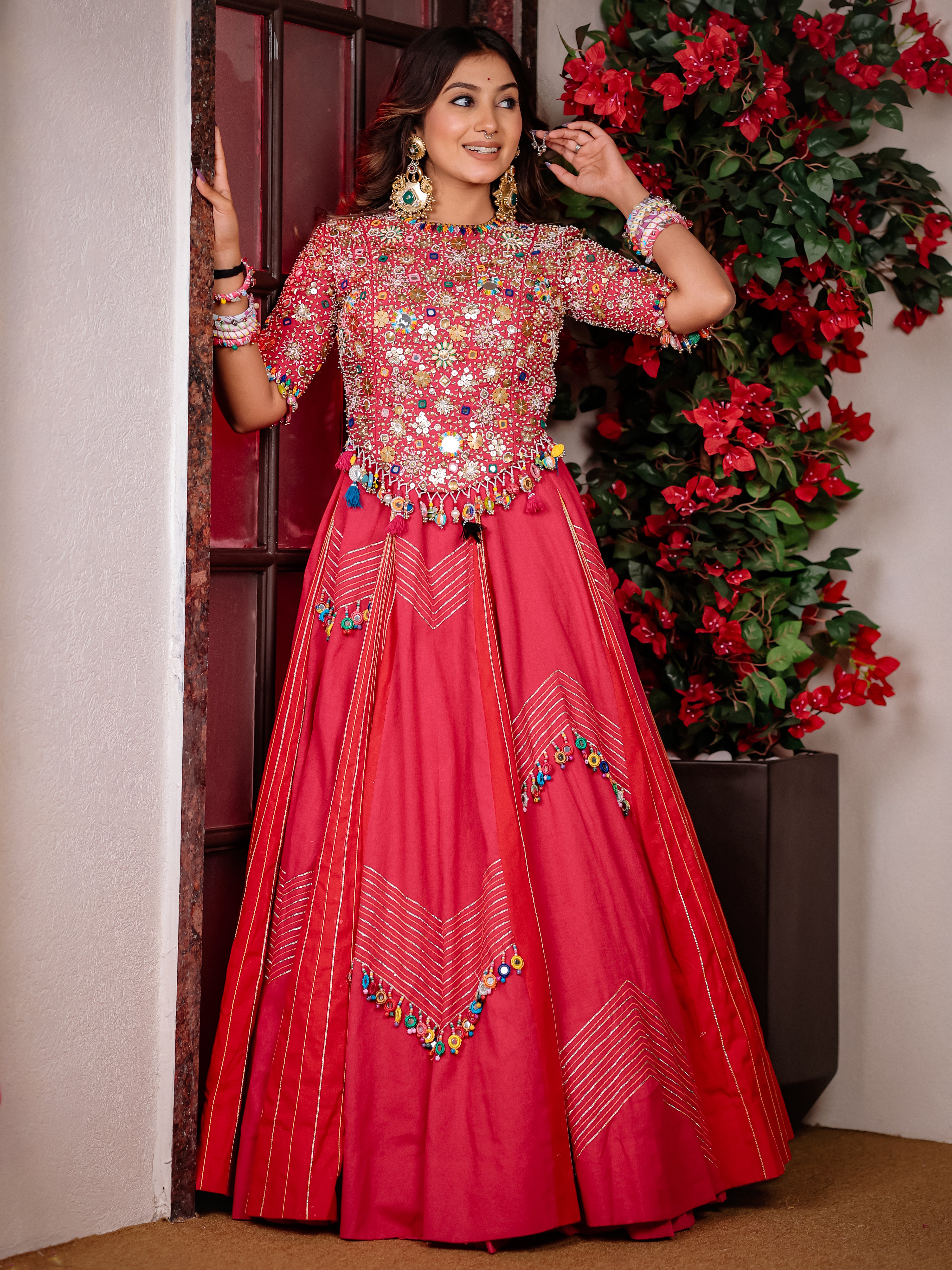 Rani Queen Hand Work Chaniya Choli – Cotton Khadi Lehenga Set