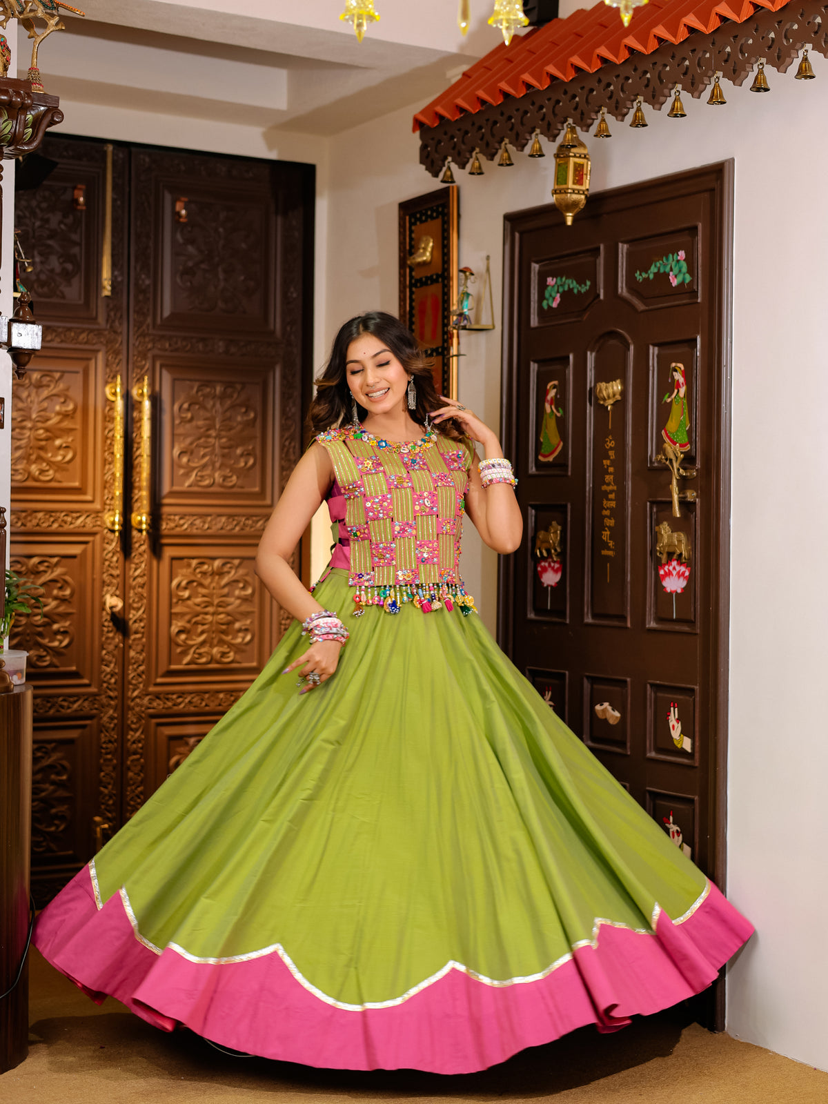 Cool Pink Hand Work Chaniya Choli with Jacket – South Silk Ethnic Set