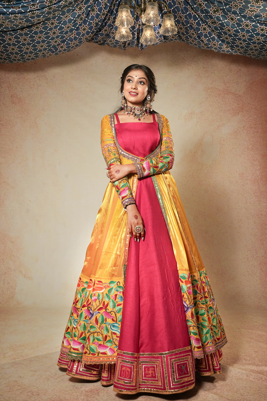 Yellow Pink Kalamkari