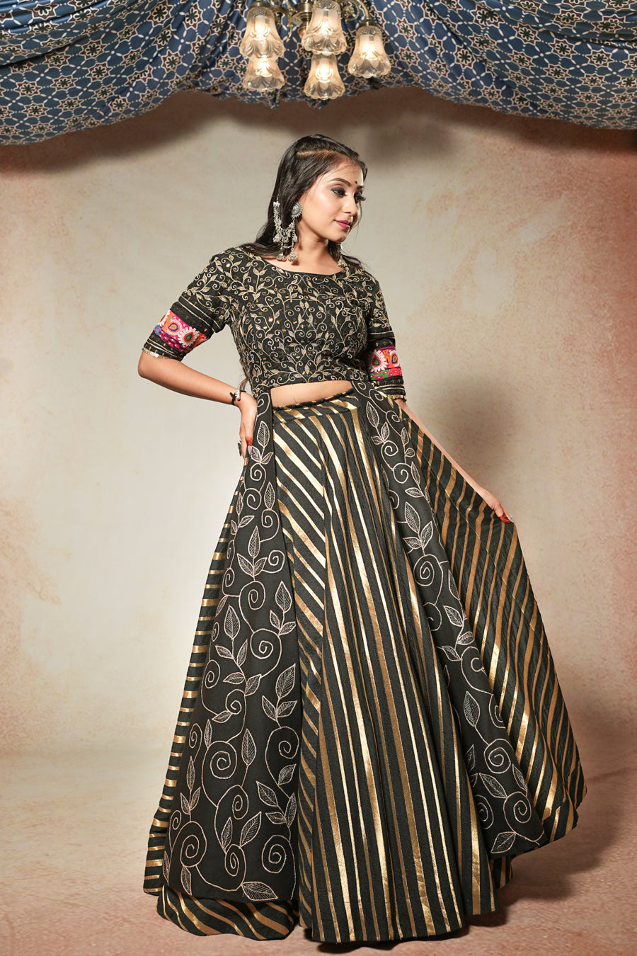 Black Golden Lehenga