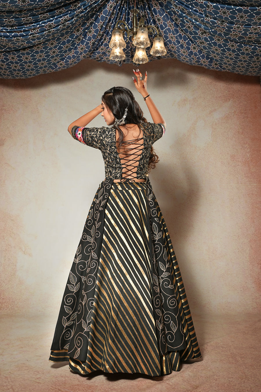 Black Golden Lehenga