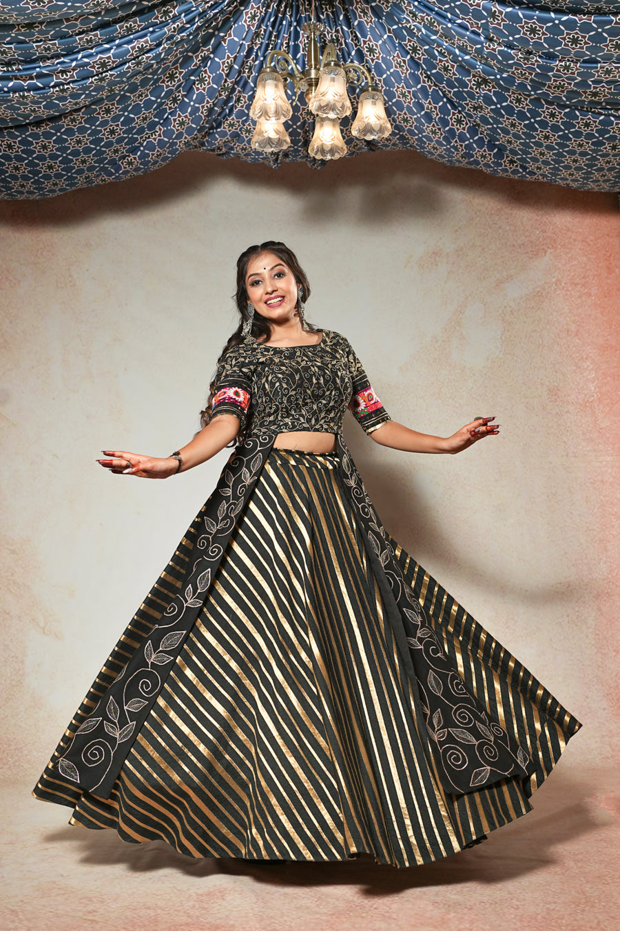 Black Golden Lehenga