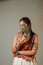 Rust Orange White Lehenga Choli