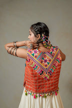 Rust Orange White Lehenga Choli