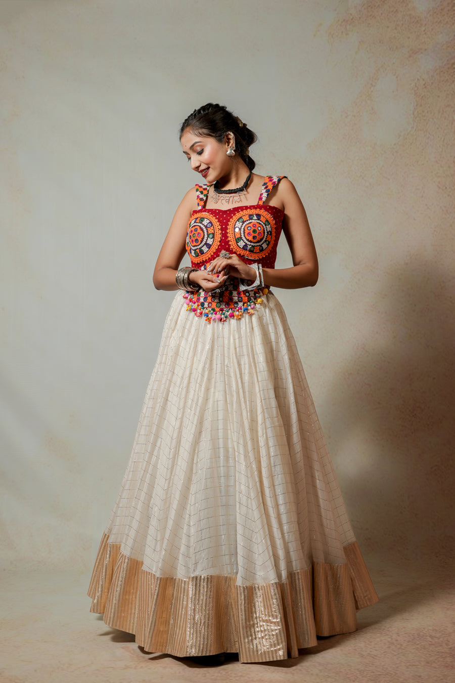 Red White Lehenga Choli