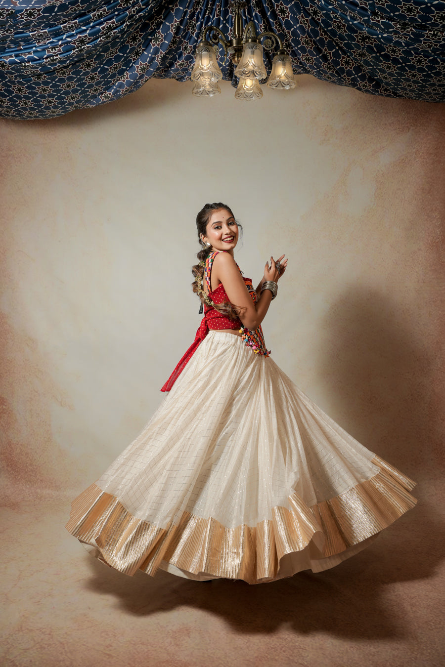 Red White Lehenga Choli
