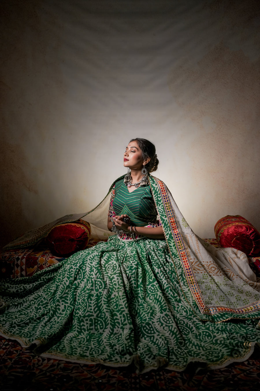 Green Printed Lehenga Choli