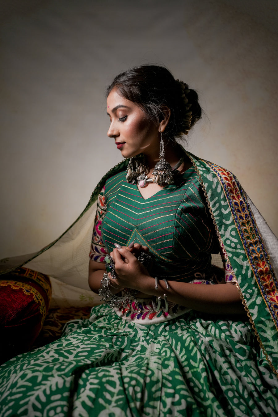 Green Printed Lehenga Choli