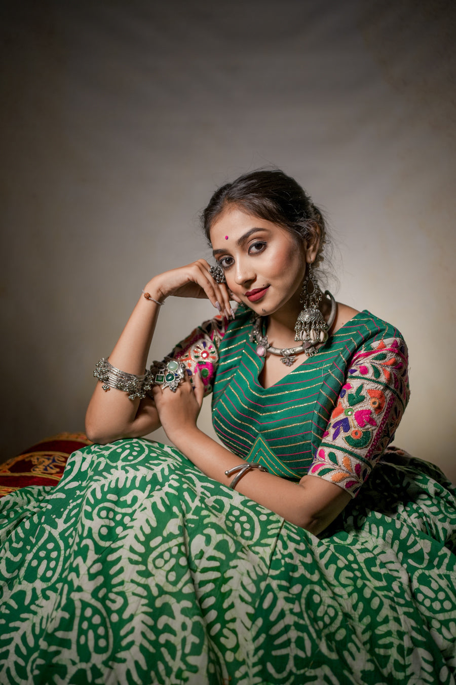 Green Printed Lehenga Choli