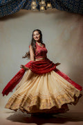 Red Off White Golden Lehenga Choli