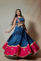 Pink Blue Denim Lehenga Choli