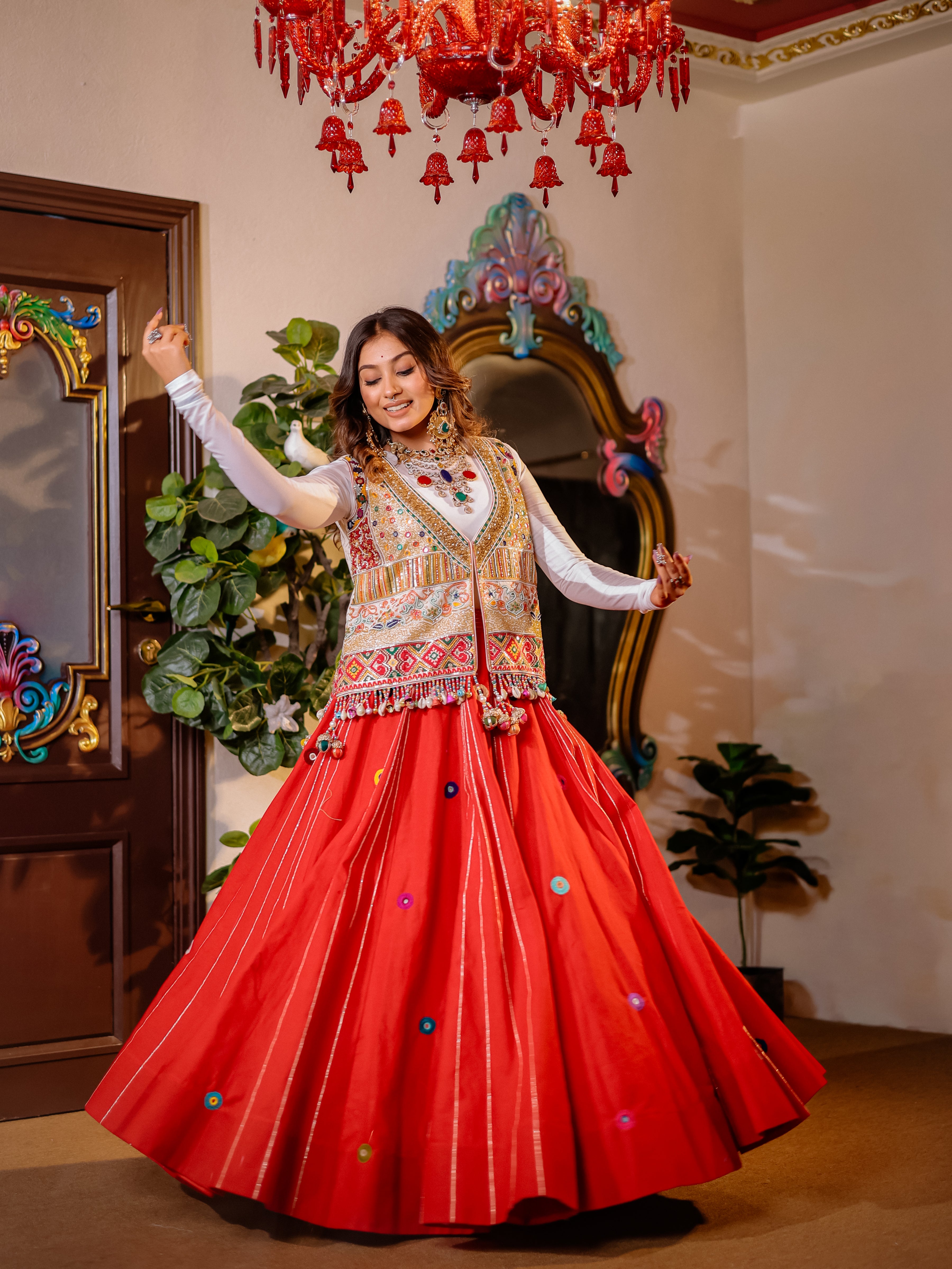 Red Patola Handwork Khadi Designer Set