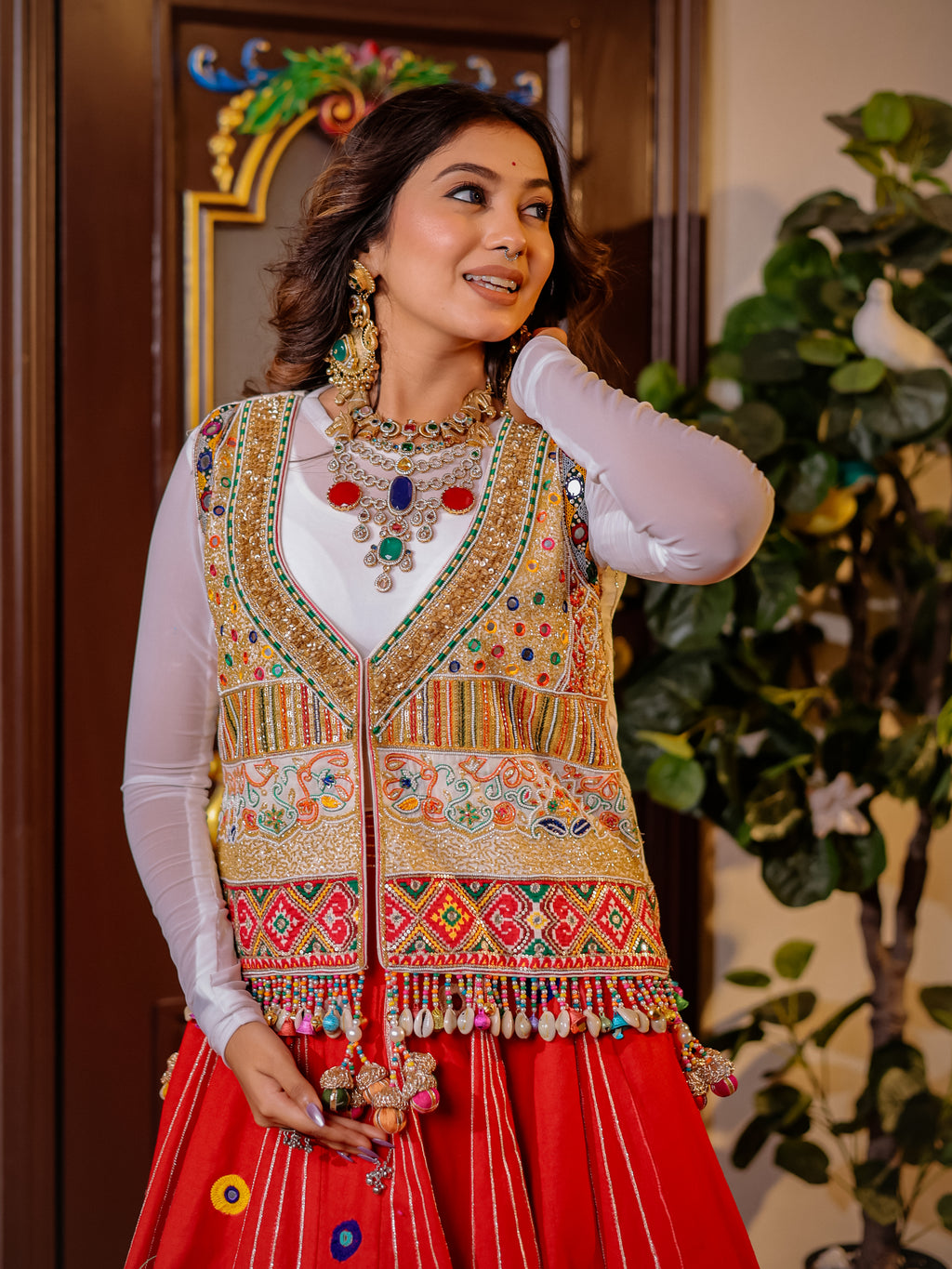 Red Patola Handwork Khadi Designer Set