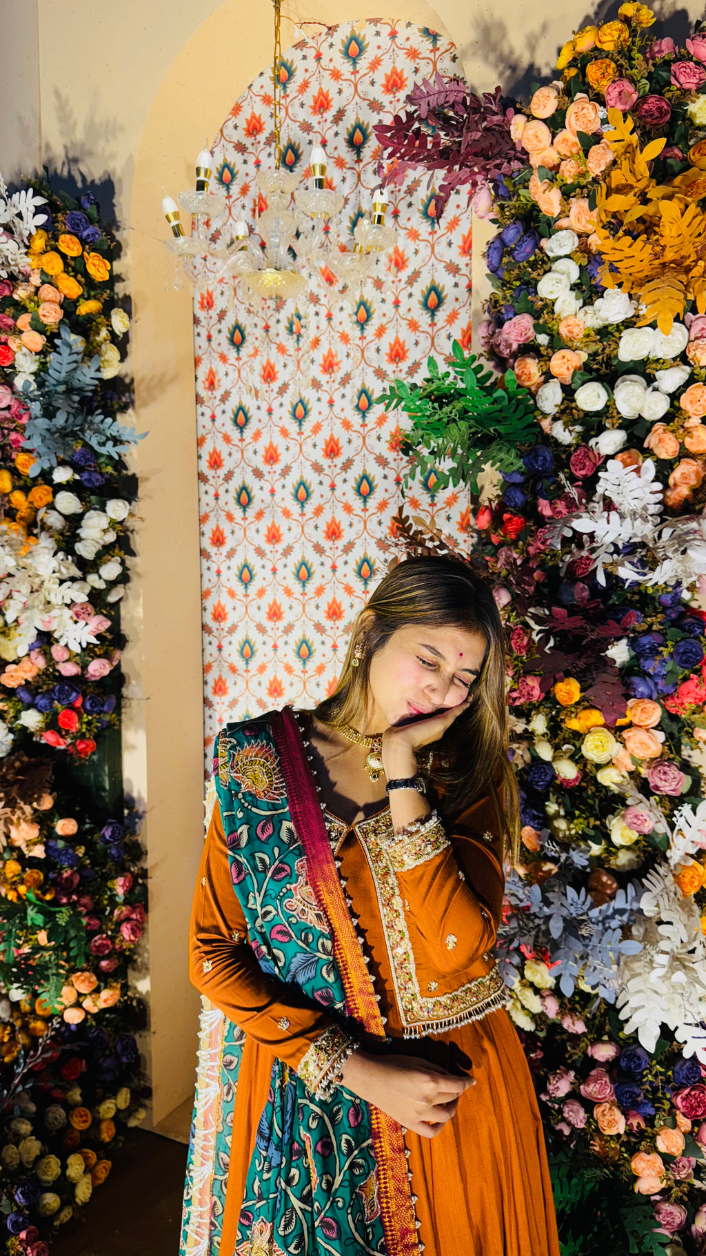 Orange Anarkali Suit with Jacket 2 in 1