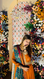 Orange Anarkali Suit with Jacket 2 in 1