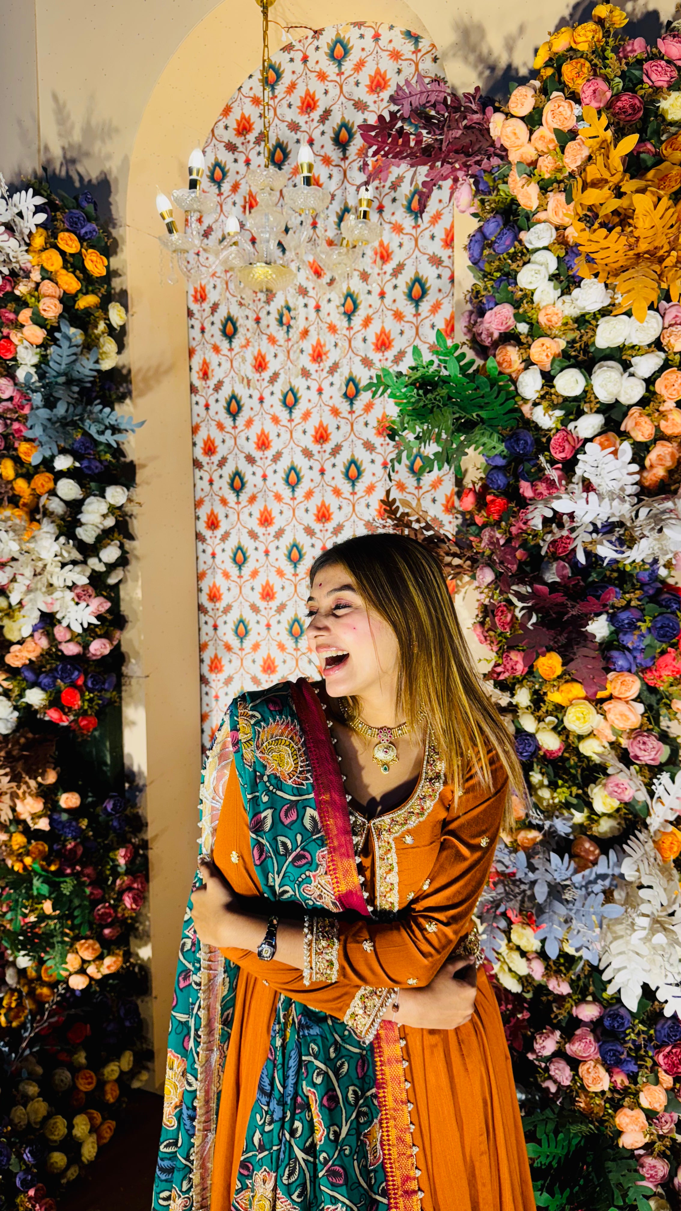 Orange Anarkali With Jacket 2 in 1