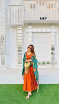 Orange Anarkali Suit with Jacket 2 in 1
