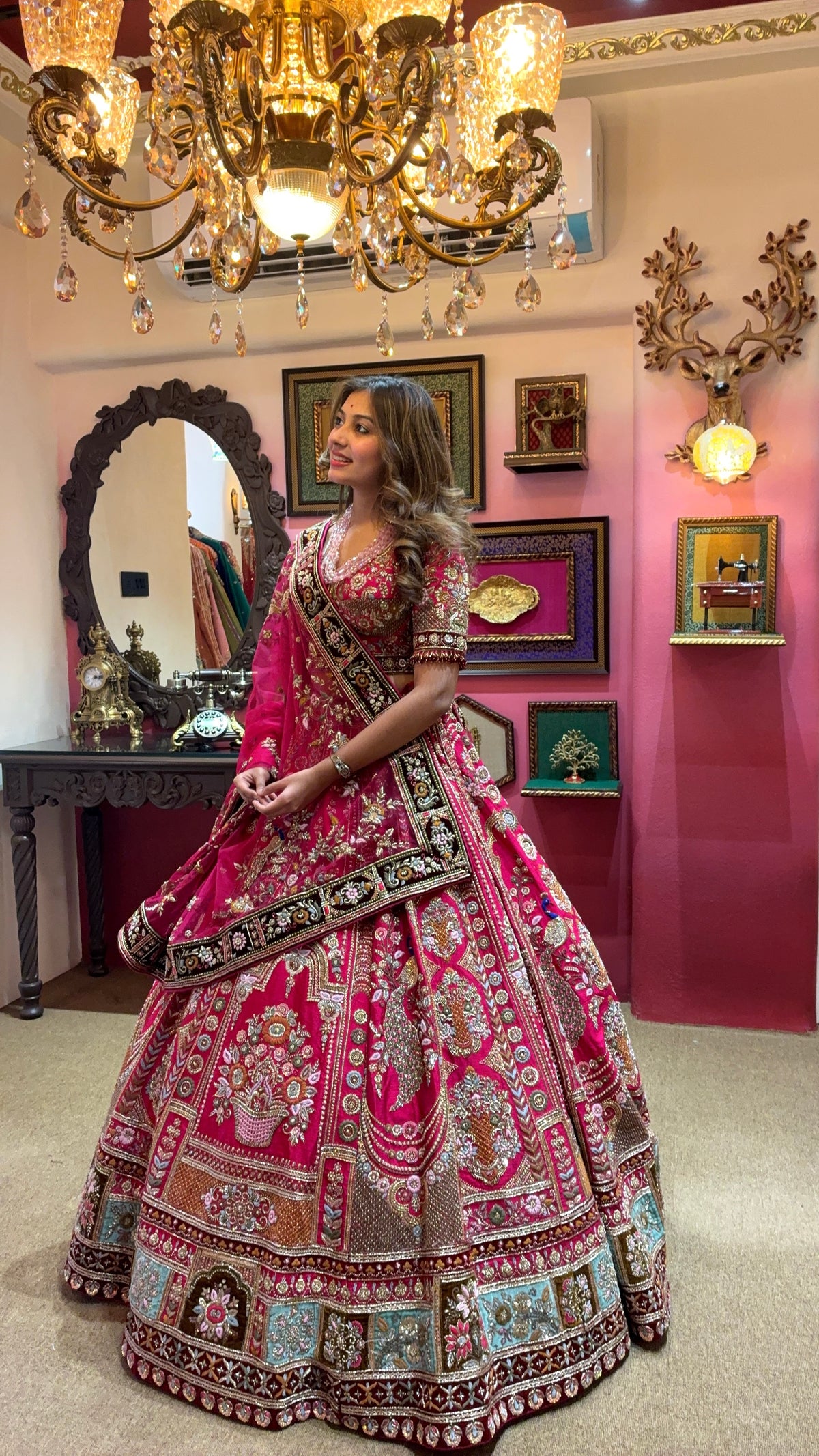Pink Peacock Bridal Lehenga