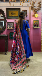 Royal Blue Patola Anarkali Set for Women