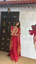 Red Hand Embroidered Kurta Set with Dupatta