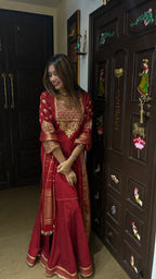 Red Hand Embroidered Kurta Set with Dupatta