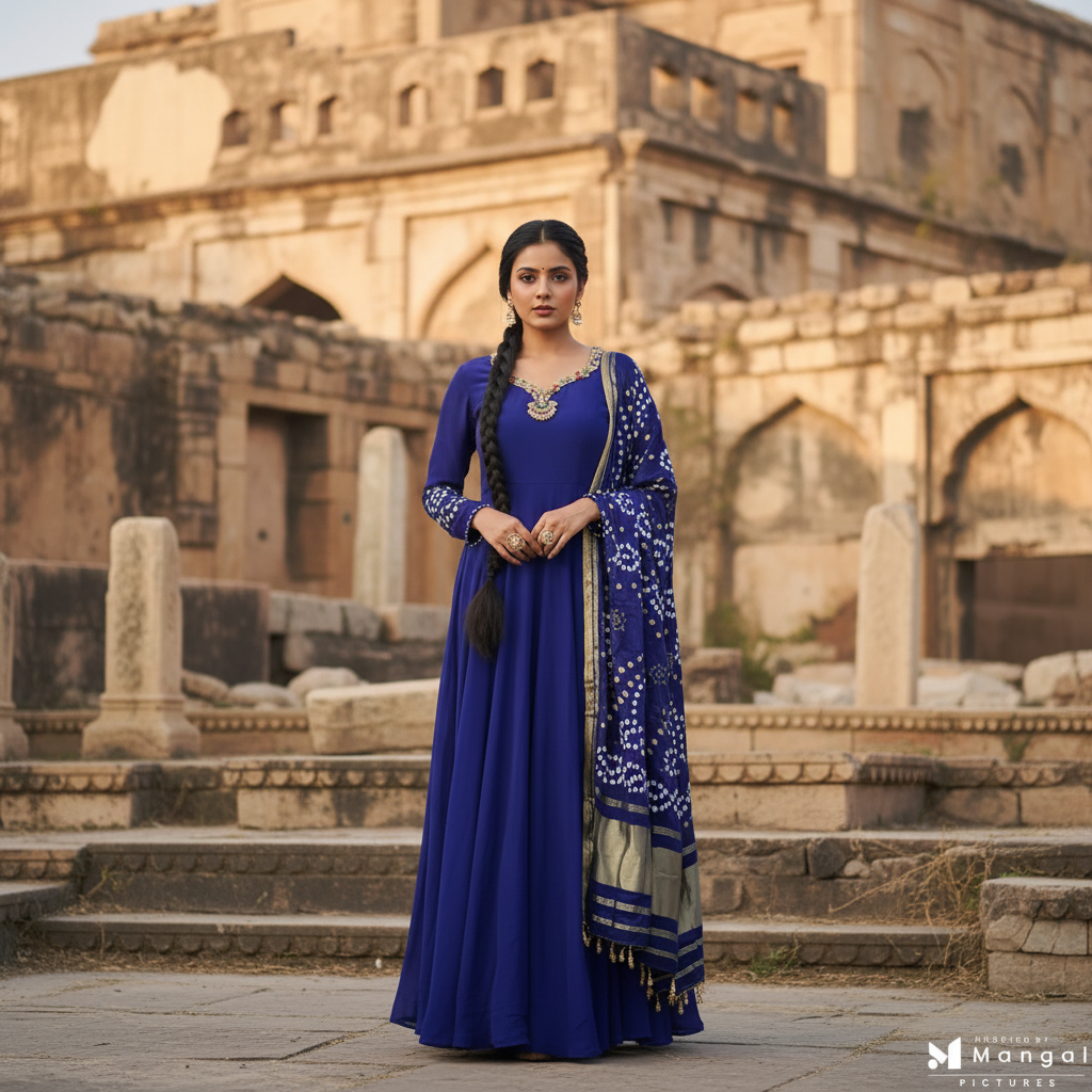 Royal Blue Ichha - Kali with Original Bandhani Dupatta