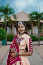 Peach And Red Lehenga