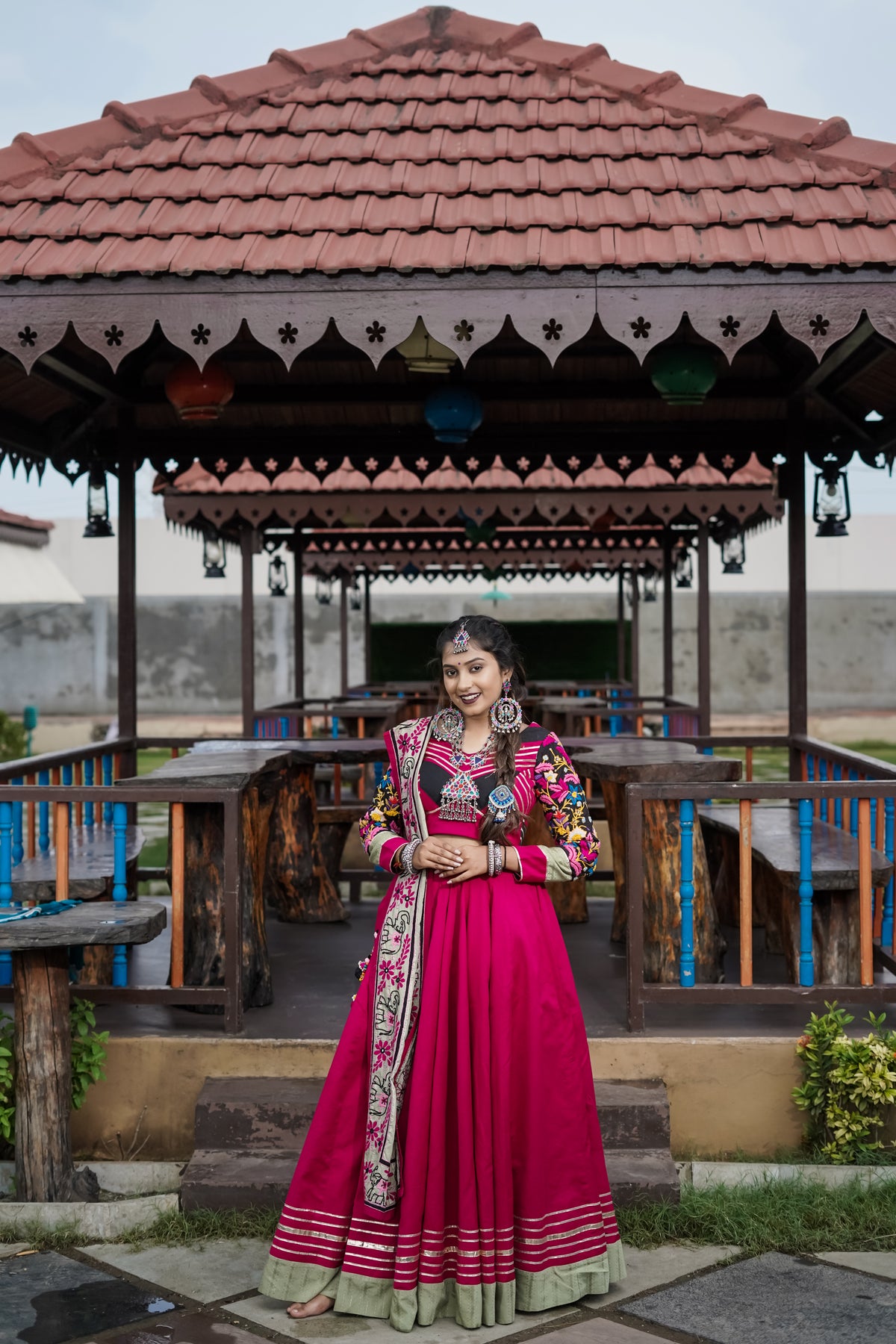 Pink Black Lehenga