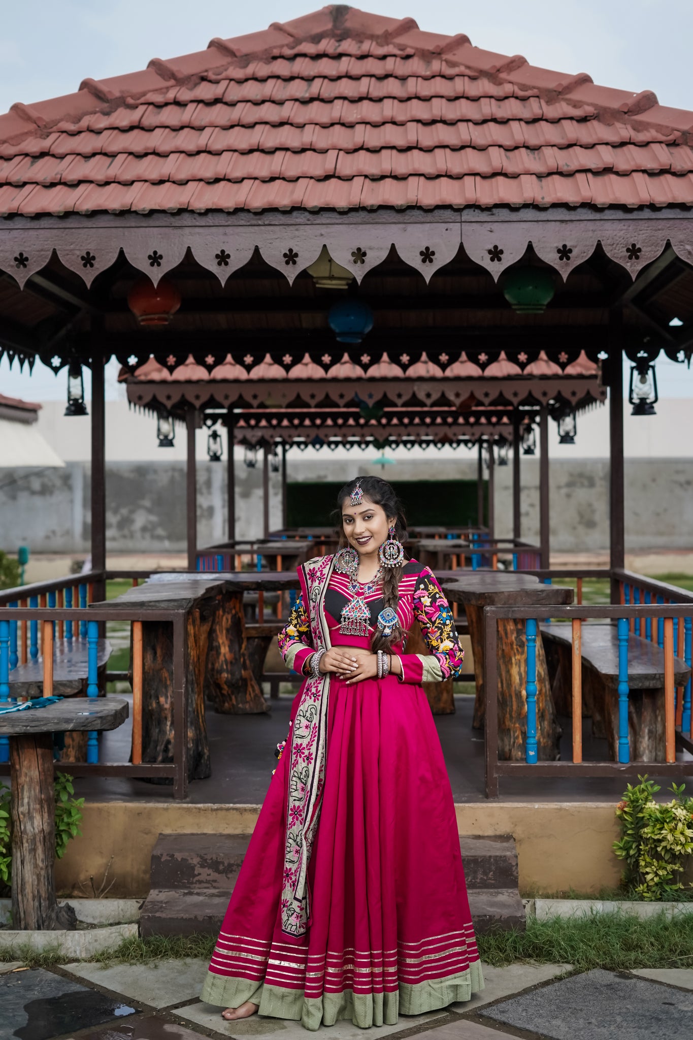 Pink Black Lehenga