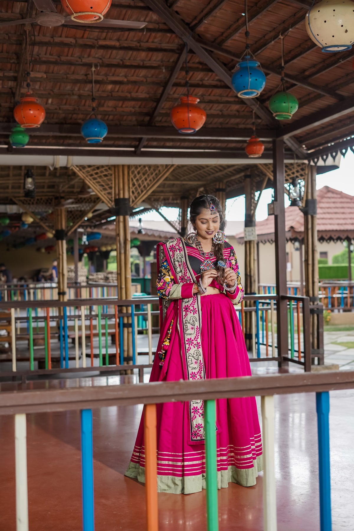 Pink Black Lehenga