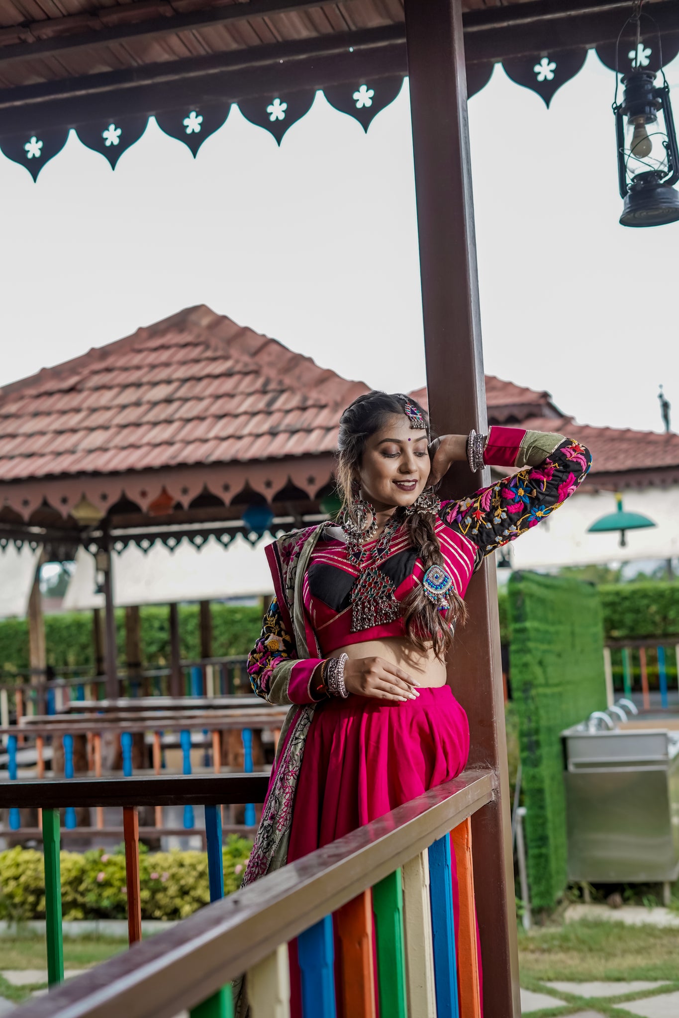 Pink Black Lehenga