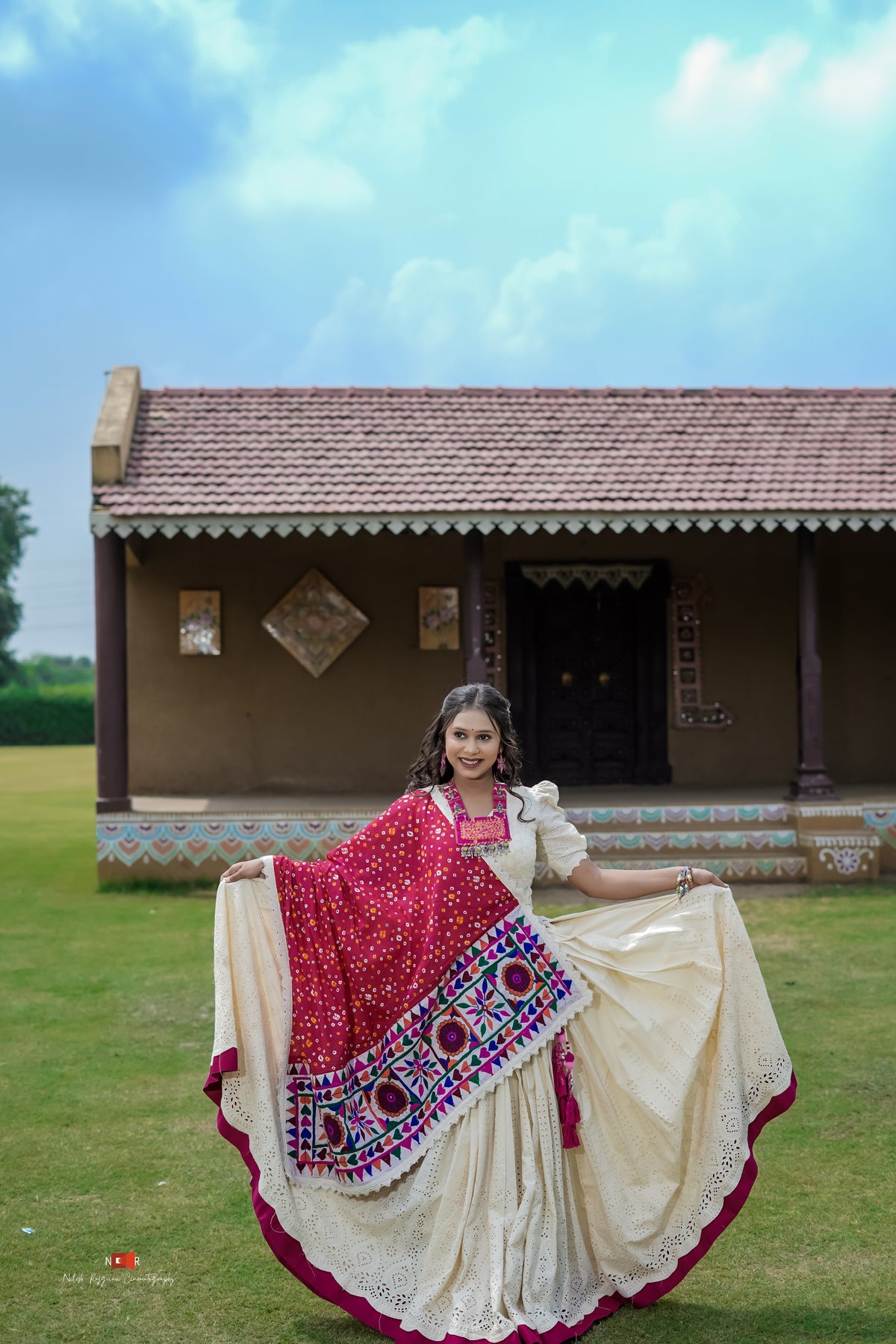 Off-White Red Lehenga