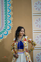 White and Blue Handwork Lehenga