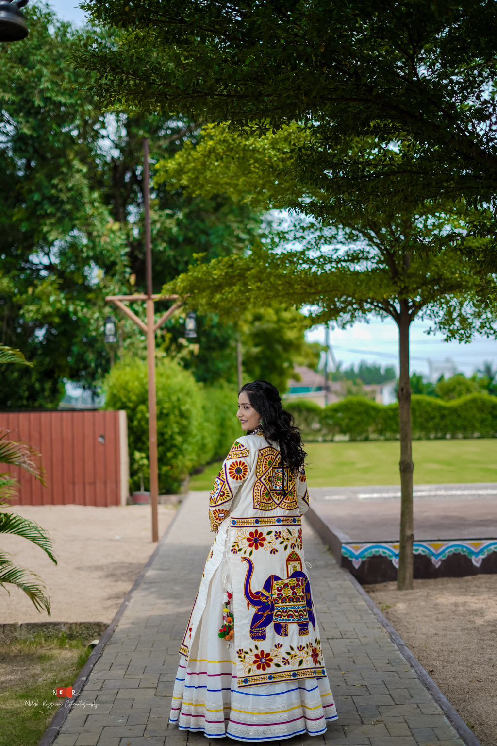 White and Blue Handwork Lehenga