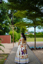 White and Blue Handwork Lehenga
