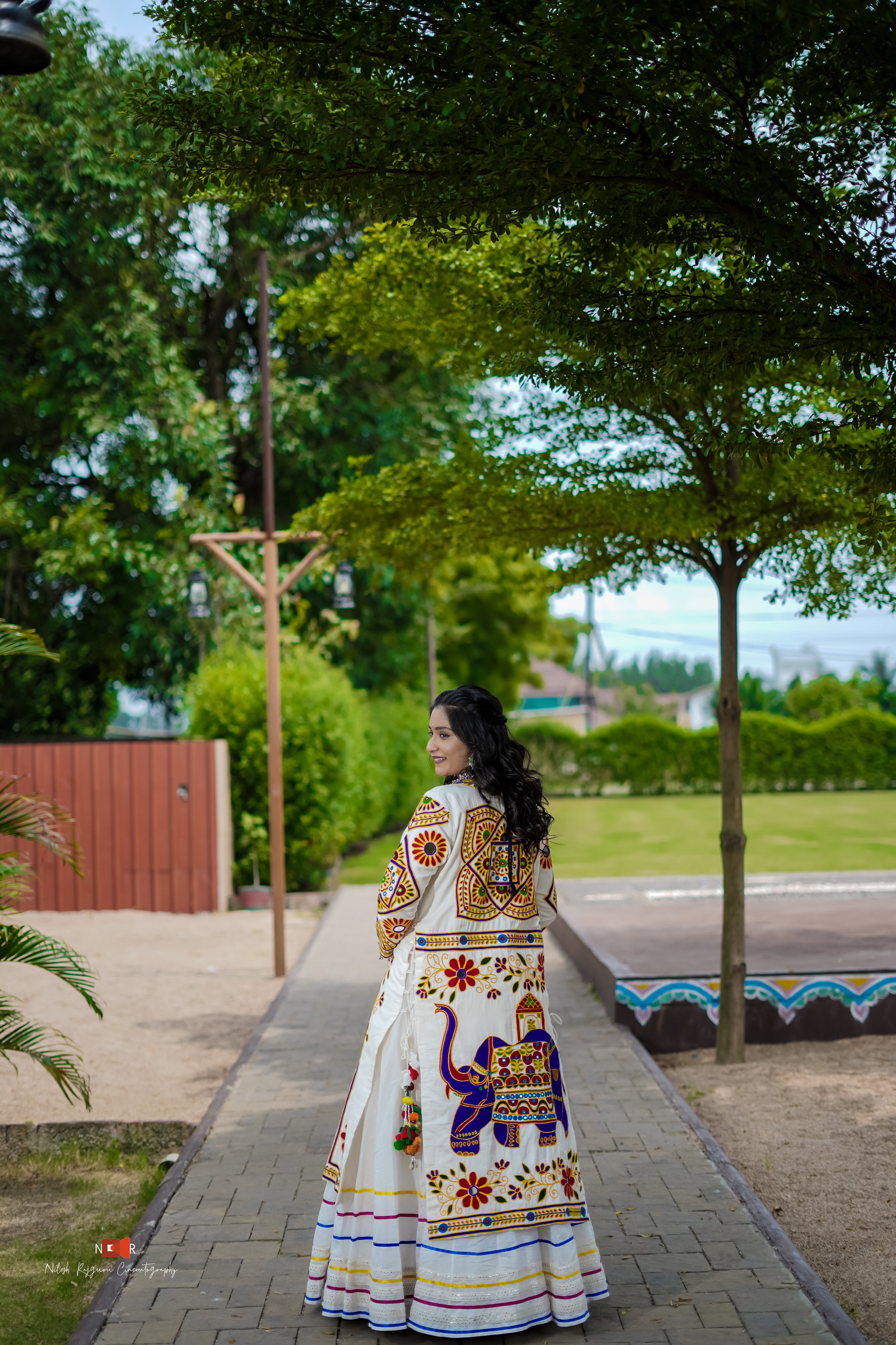 White and Blue Handwork Lehenga