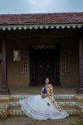 White and Blue Handwork Lehenga