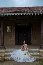 White and Blue Handwork Lehenga