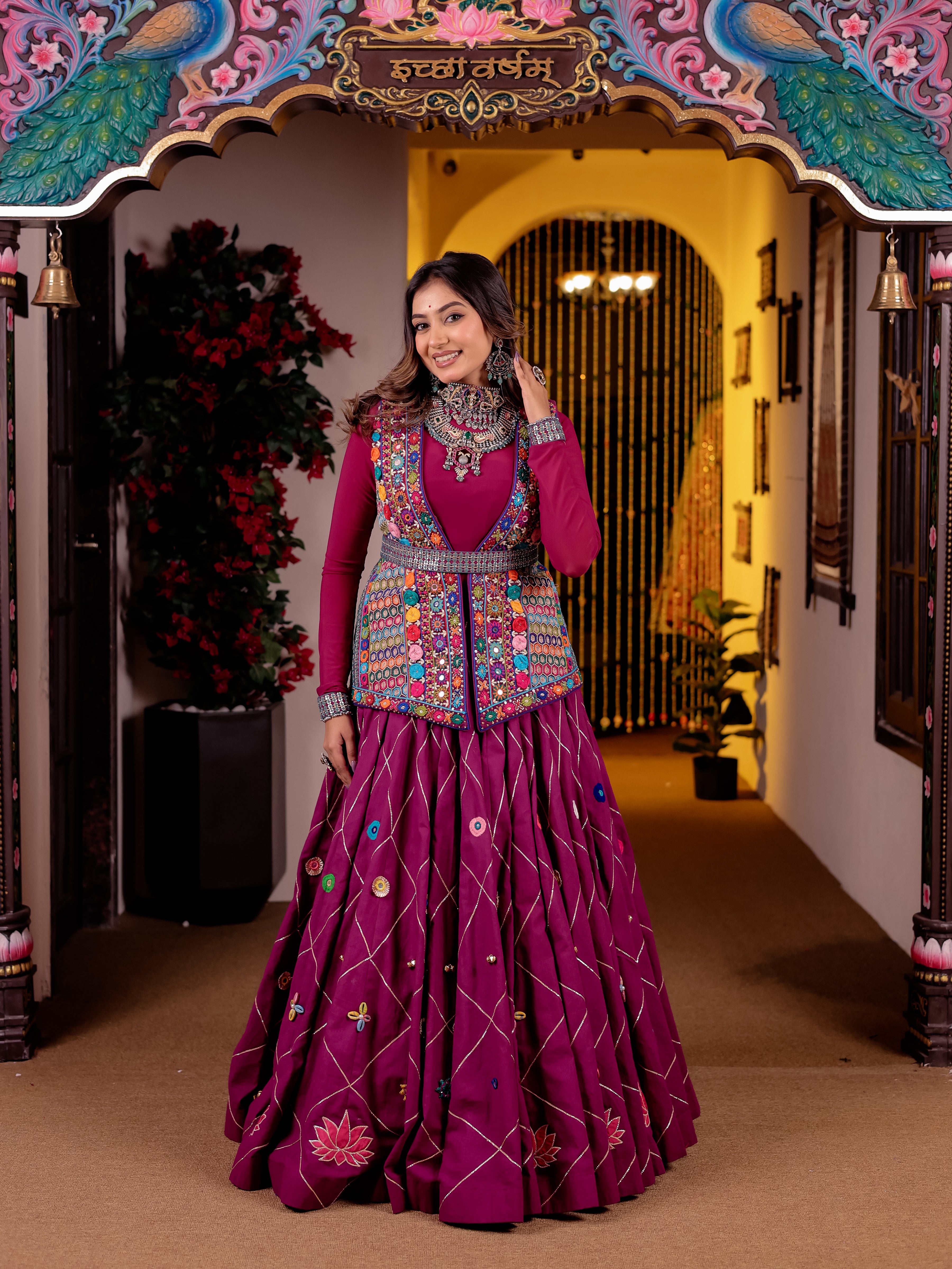 Cool Purple Handwork Khadi Designer Set
