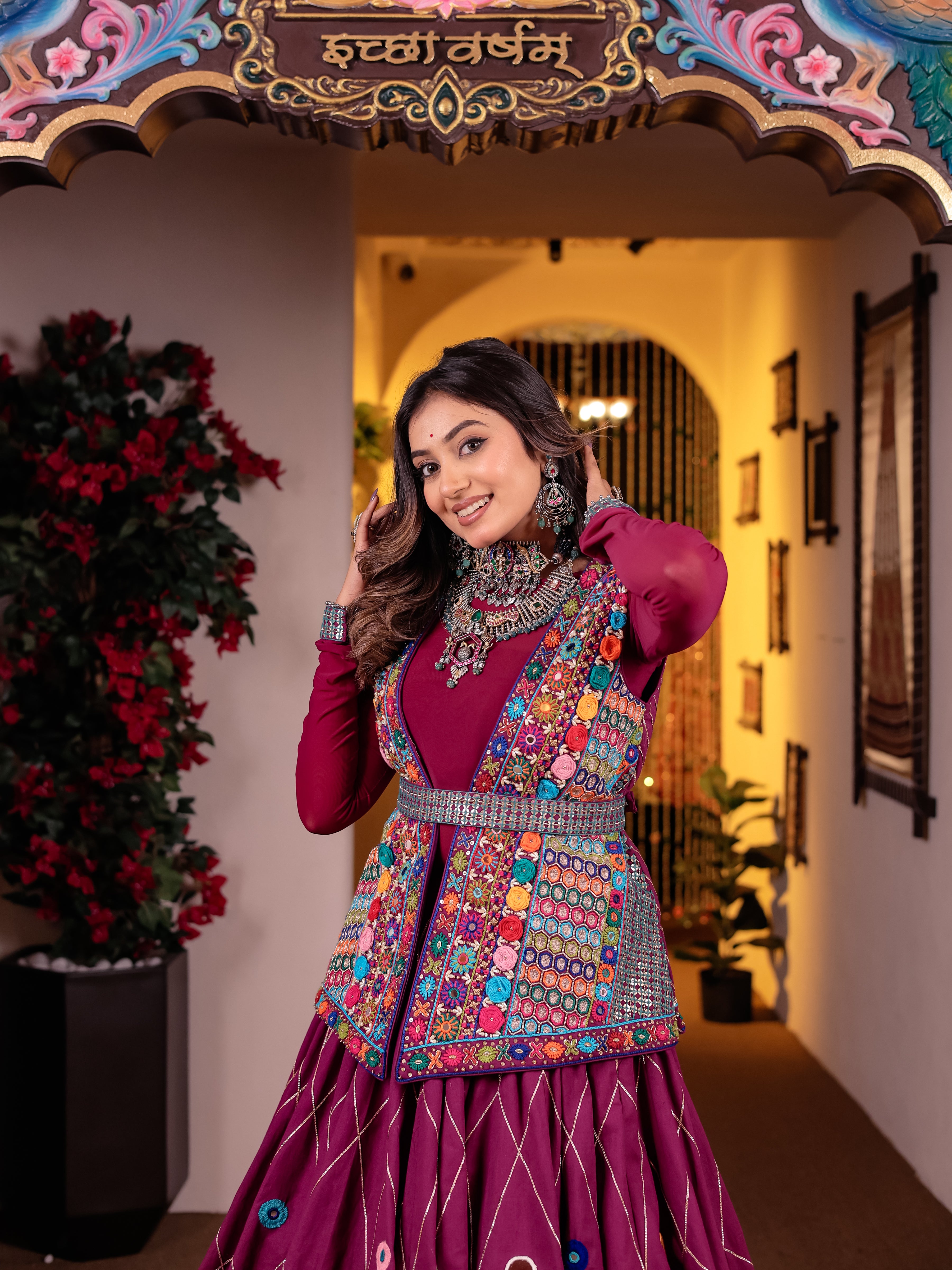 Cool Purple Handwork Khadi Designer Set