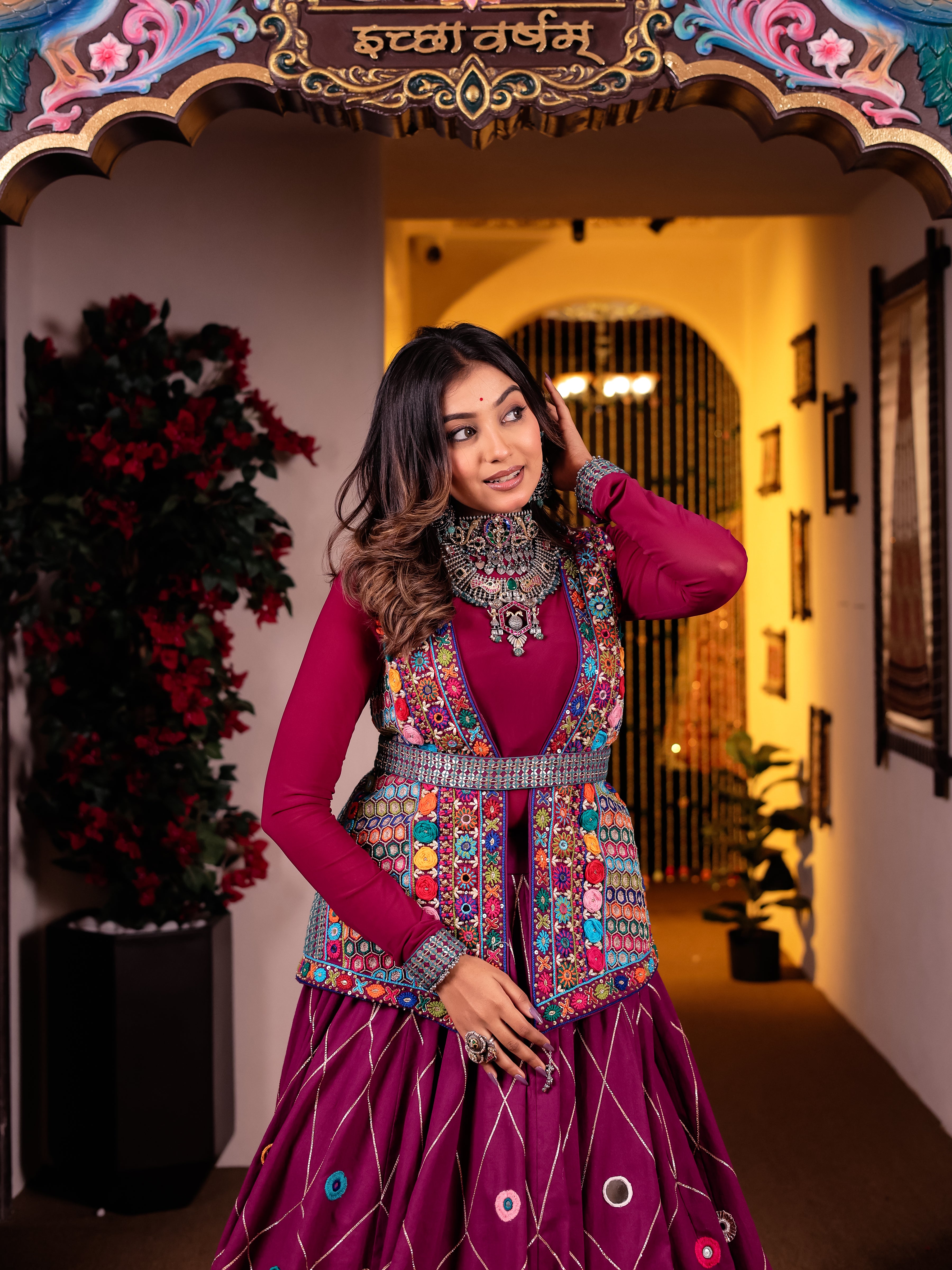 Cool Purple Handwork Khadi Designer Set
