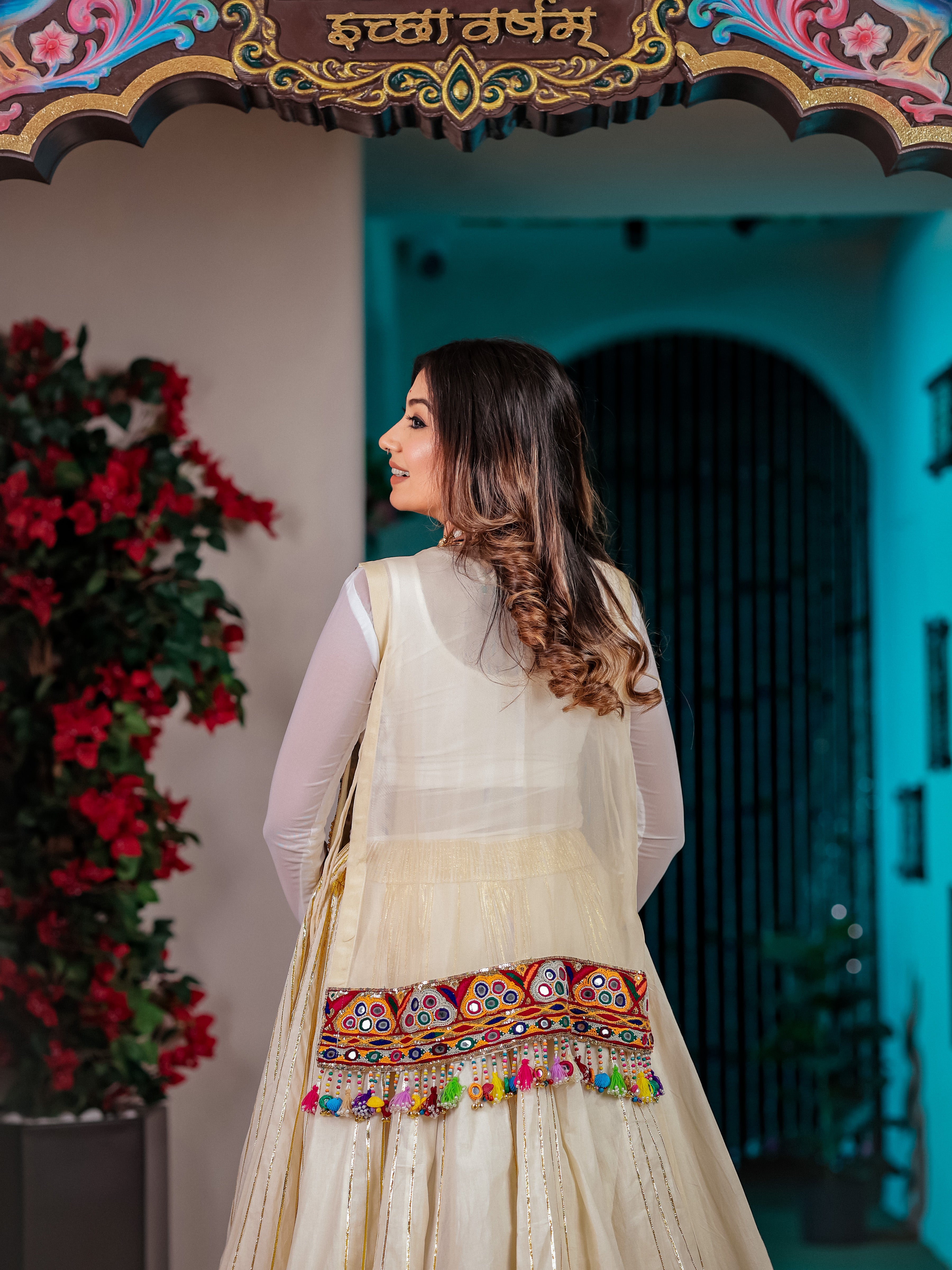 Off White Hand Work Chaniya Choli with Jacket – Mal Cotton Ethnic Set