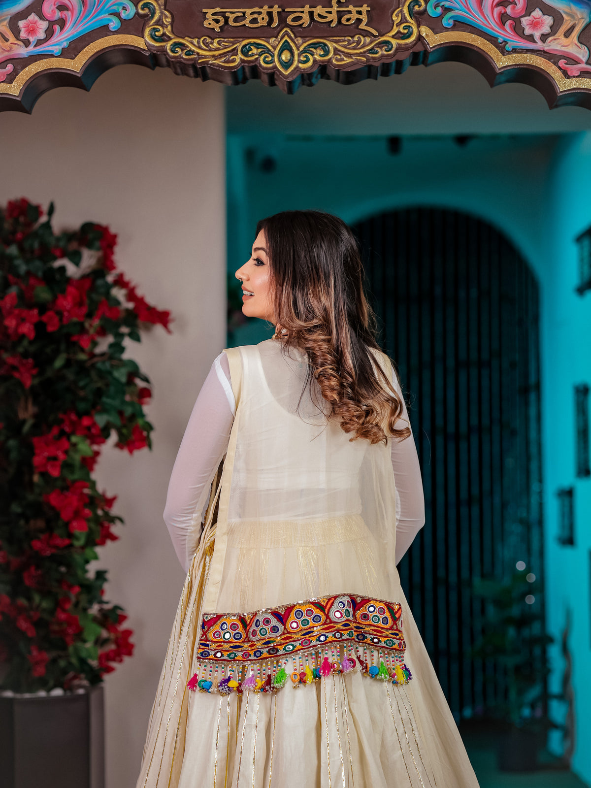 Off White Hand Work Chaniya Choli with Jacket – Mal Cotton Ethnic Set