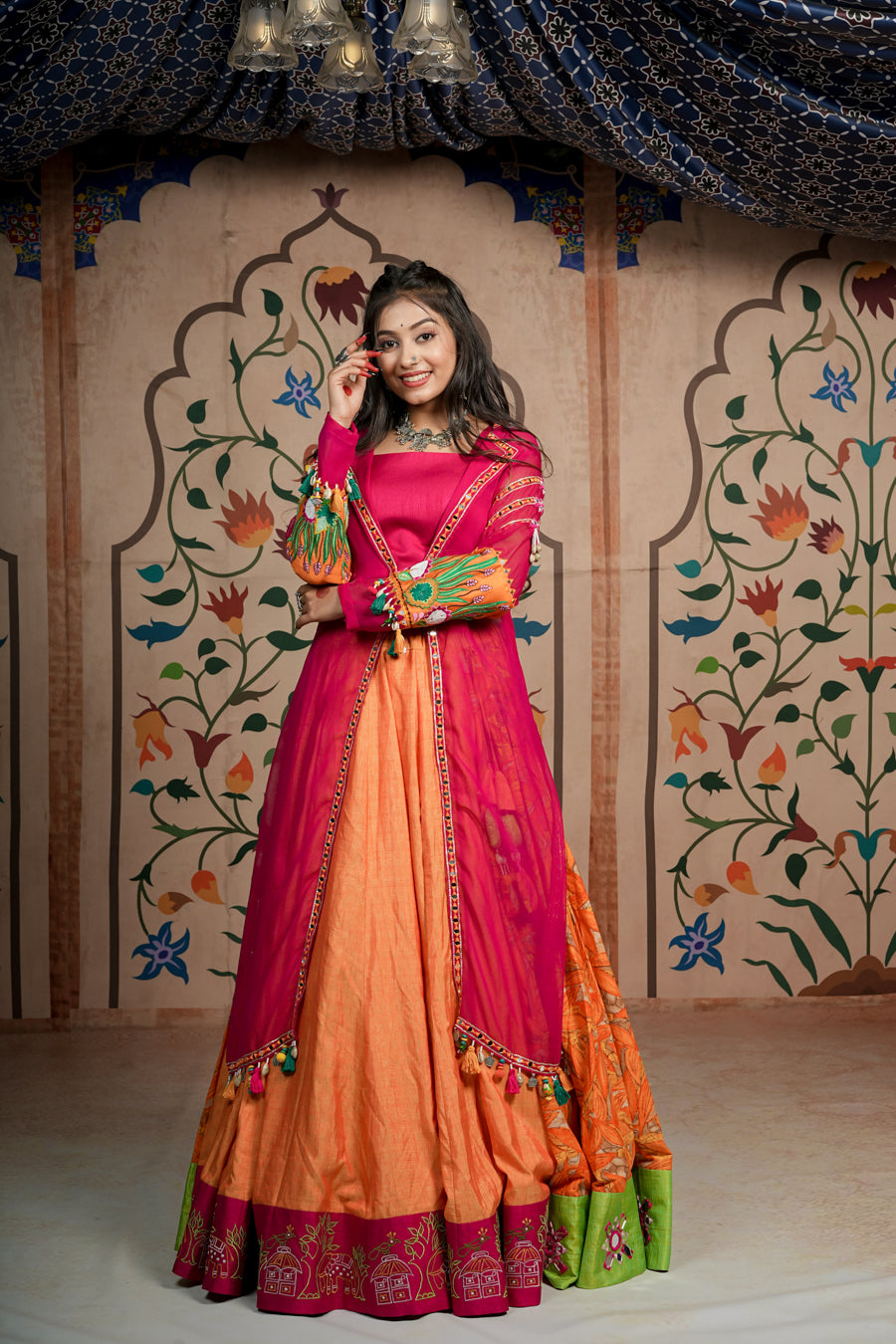 Orange ,Rani (Pink) Lehenga