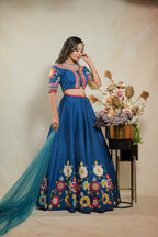 Royal Blue Flower Lehenga