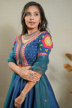 Royal Blue Flower Lehenga