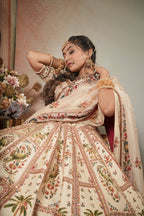 Off White Parrot Lehenga