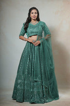 Dark Green Hand Work Lehenga