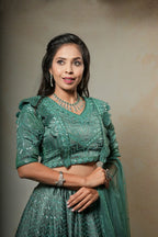 Dark Green Hand Work Lehenga
